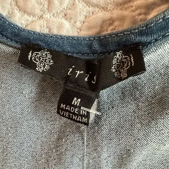 Iris Denim Dress Sexy Short Stretchy Sleeveless Front Zipper Club Party - Picture 12 of 14